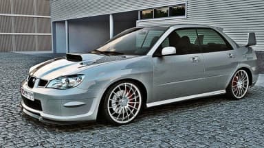 Передній сплітер Maxton Subaru Impreza MK2 WRX STI (Hawkeye) (чорний глянець) - фото My Tuning Lab