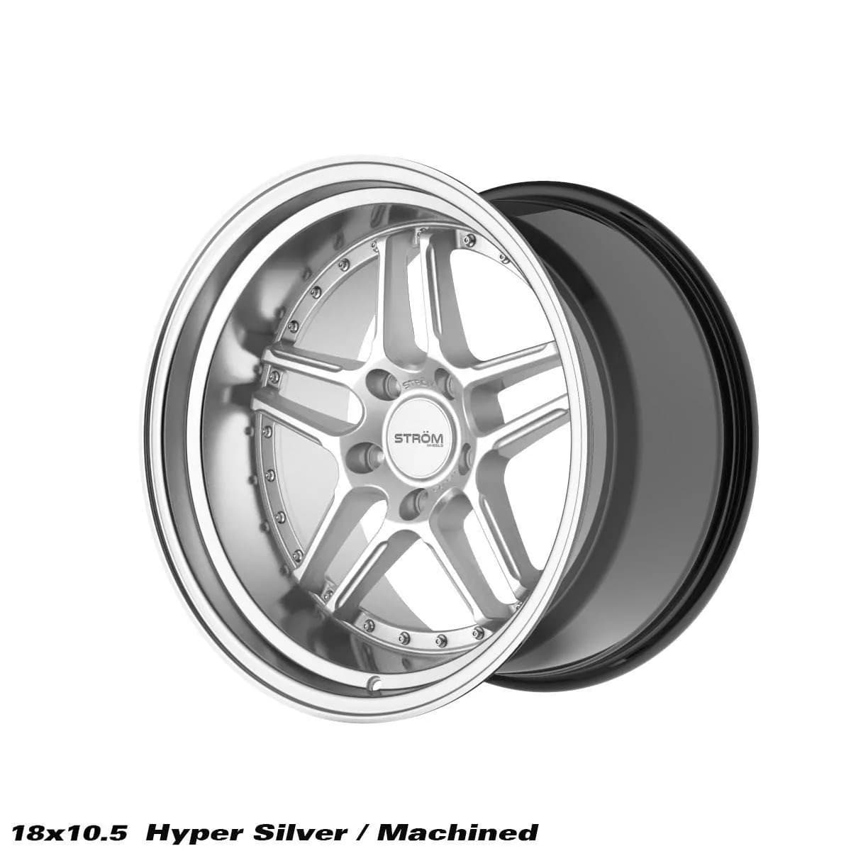 Легкосплавний диск 18" Strom DS-05 18x10,5 ET10 5x114.3 насичений срібний / полірована полиця - фото My Tuning Lab