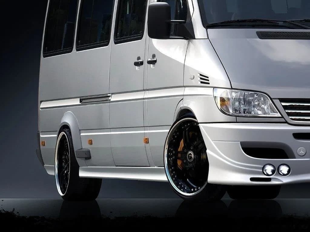 Накладки на пороги Mercedes Sprinter I FL / Maxton Volkswagen LT 96-06 - різні розміри (4 Elementy). накладки на пороги підходять для версії зі здвоєними колесами. - фото My Tuning Lab