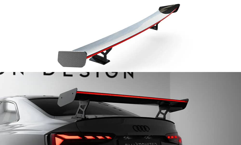 Karbonowy Spoiler Z Zewnętrznymi Wspornikami V.2+ LED Maxton Audi A5 / A5 S-Line / S5 / RS5 Coupe F5 / F5 Facelift - фото My Tuning Lab