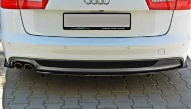 Задній сплітер srodkowy Maxton Audi A6 C7 S-Line Avant (чорний глянець) - фото My Tuning Lab