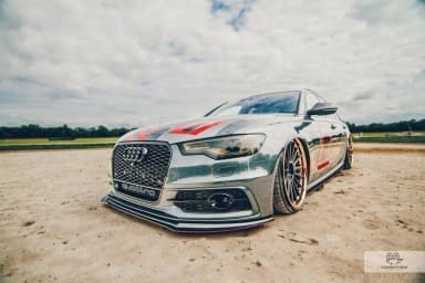 Передній сплітер Maxton Racing Audi A6 C7 S-Line (2 splittery - 1 zestaw) (чорний глянець) - фото My Tuning Lab