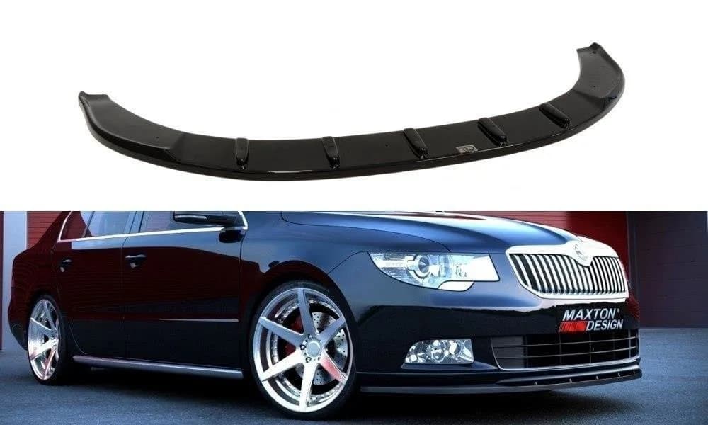 Передній сплітер Maxton Skoda Superb MK2 (do zderzaka przedniego Sport) (чорний глянець) - фото My Tuning Lab