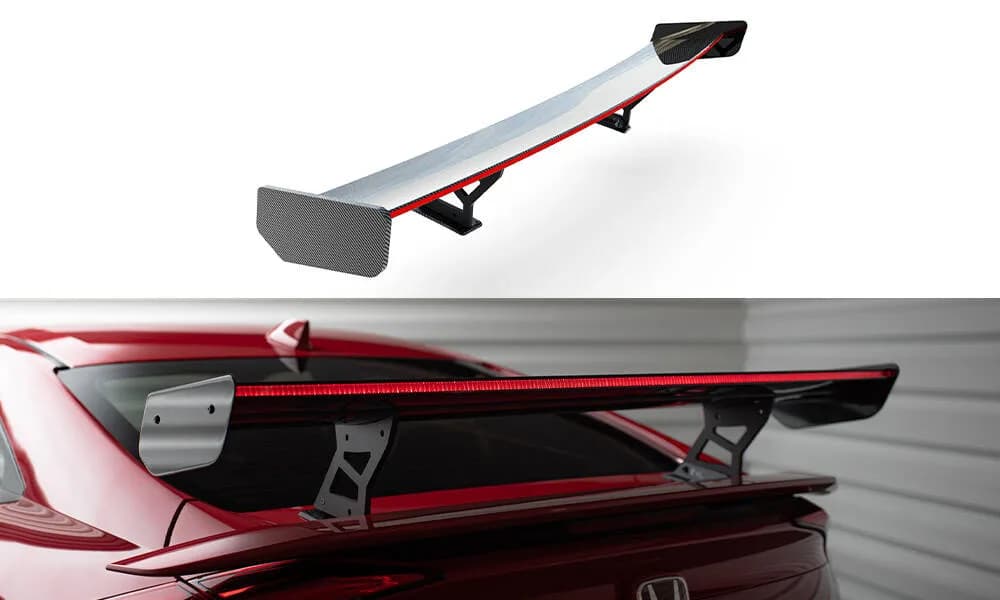 Karbonowy Spoiler Z Wewnętrznymi Wspornikami + LED Maxton Honda Civic SI Mk10 - фото My Tuning Lab