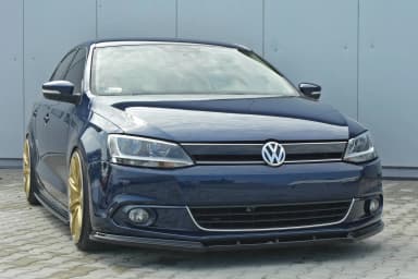 Передній сплітер Maxton V1 Volkswagen Jetta MK6 Sedan дорестайлінг (чорний глянець) - фото My Tuning Lab