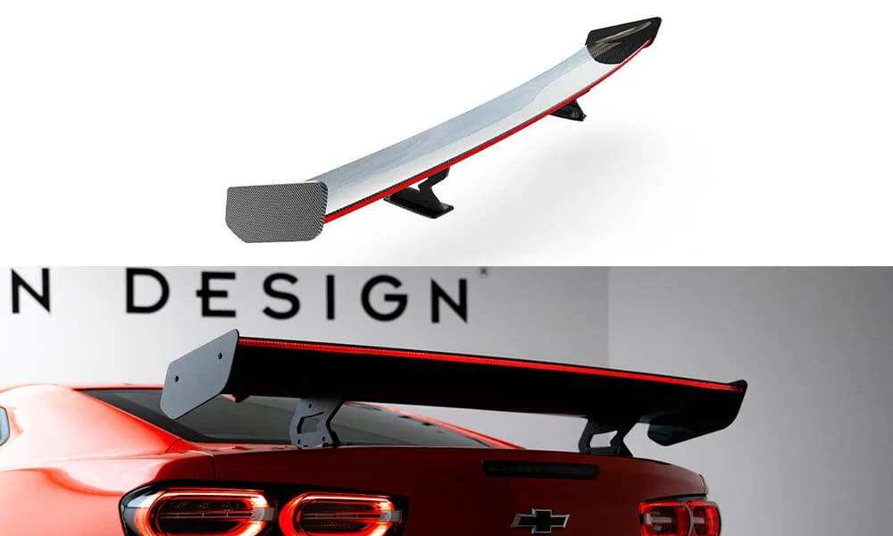 Karbonowy Spoiler Z Wewnętrznymi Wspornikami + LED Maxton Chevrolet Camaro SS Mk6 Facelift - фото My Tuning Lab