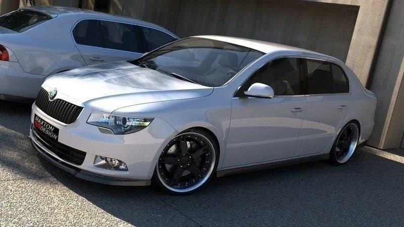 Передній сплітер Maxton Skoda Superb MK2 (чорний глянець) - фото My Tuning Lab