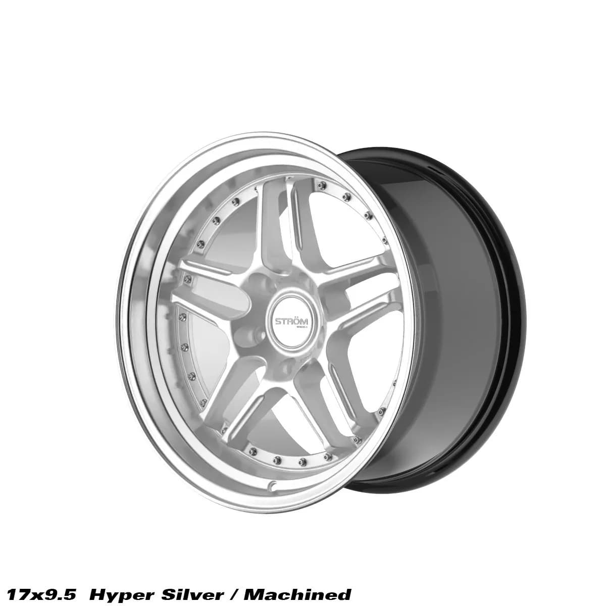 Легкосплавний диск 17" Strom DS-05 17x9,5 ET15 5x120 насичений срібний / полірована полиця - фото My Tuning Lab