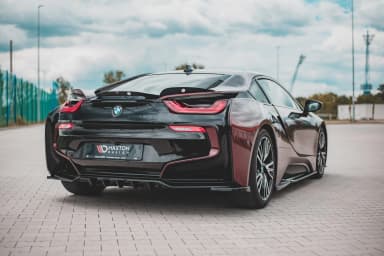 Задній центральний сплітер з дифузором Maxton BMW i8 (чорний глянець) - фото My Tuning Lab