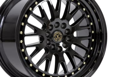 Легкосплавний диск 18" 59 North Wheels D-003 18x9,5 ET20 5x114,3/120 глянцевий чорний/золотий заклепки - фото My Tuning Lab