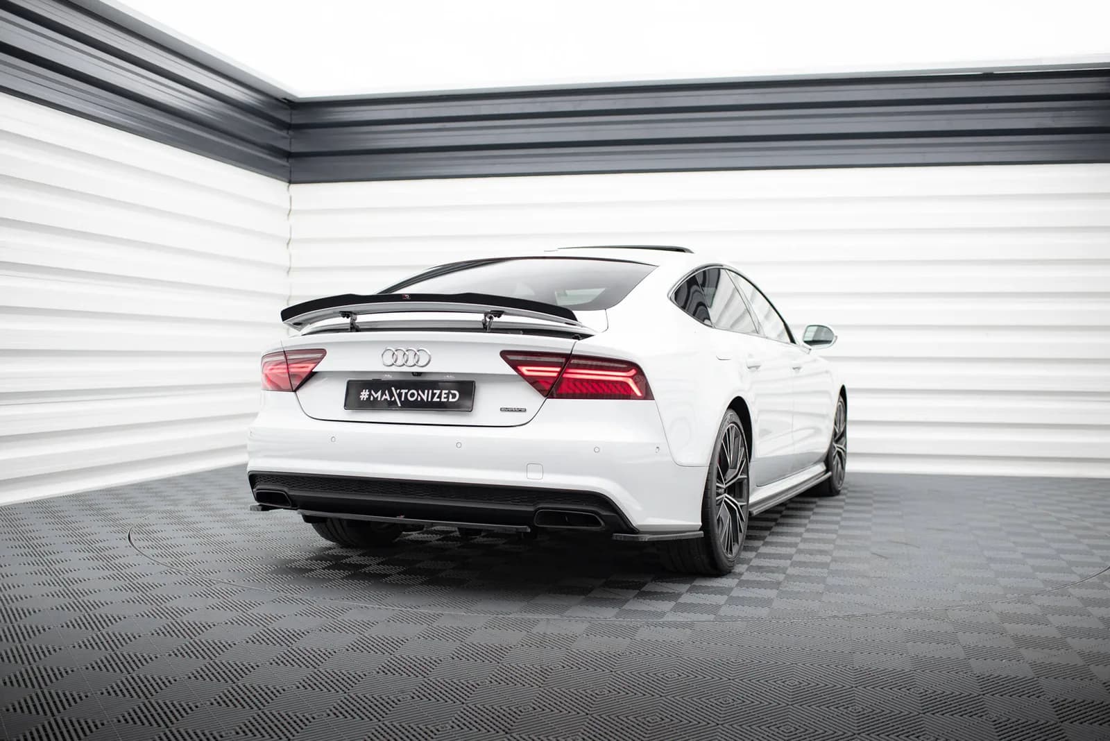 Задній сплітер (Z dyfuzorem) Maxton Audi A7 S-Line C7 Facelift (Z dyfuzorem) - фото My Tuning Lab