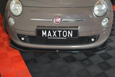 Передній сплітер Maxton V2 Fiat 500 Hatchback дорестайлінг (чорний глянець) - фото My Tuning Lab