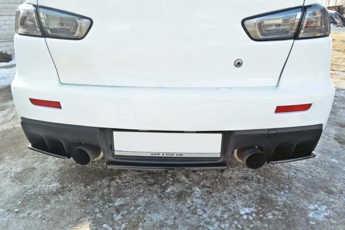 Задній сплітер srodkowy Maxton Mitsubishi Lancer Evo X (z dyfuzorem) (чорний глянець) - фото My Tuning Lab