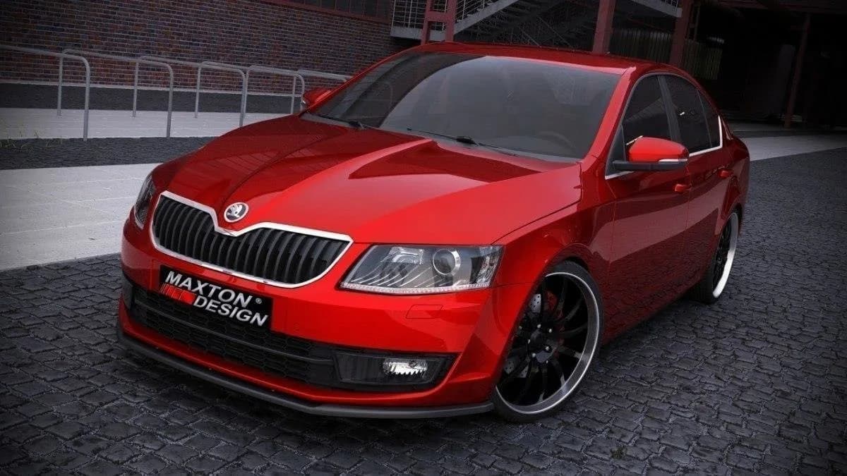 Передній сплітер Maxton V1 Skoda Octavia MK3 (чорний глянець) - фото My Tuning Lab