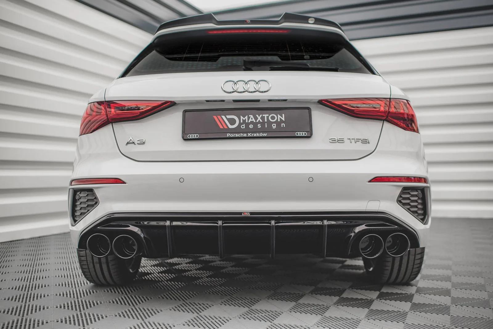 Задня накладка + Atrapa Вихлопu Maxton Audi A3 S-Line Sportback 8Y - фото My Tuning Lab
